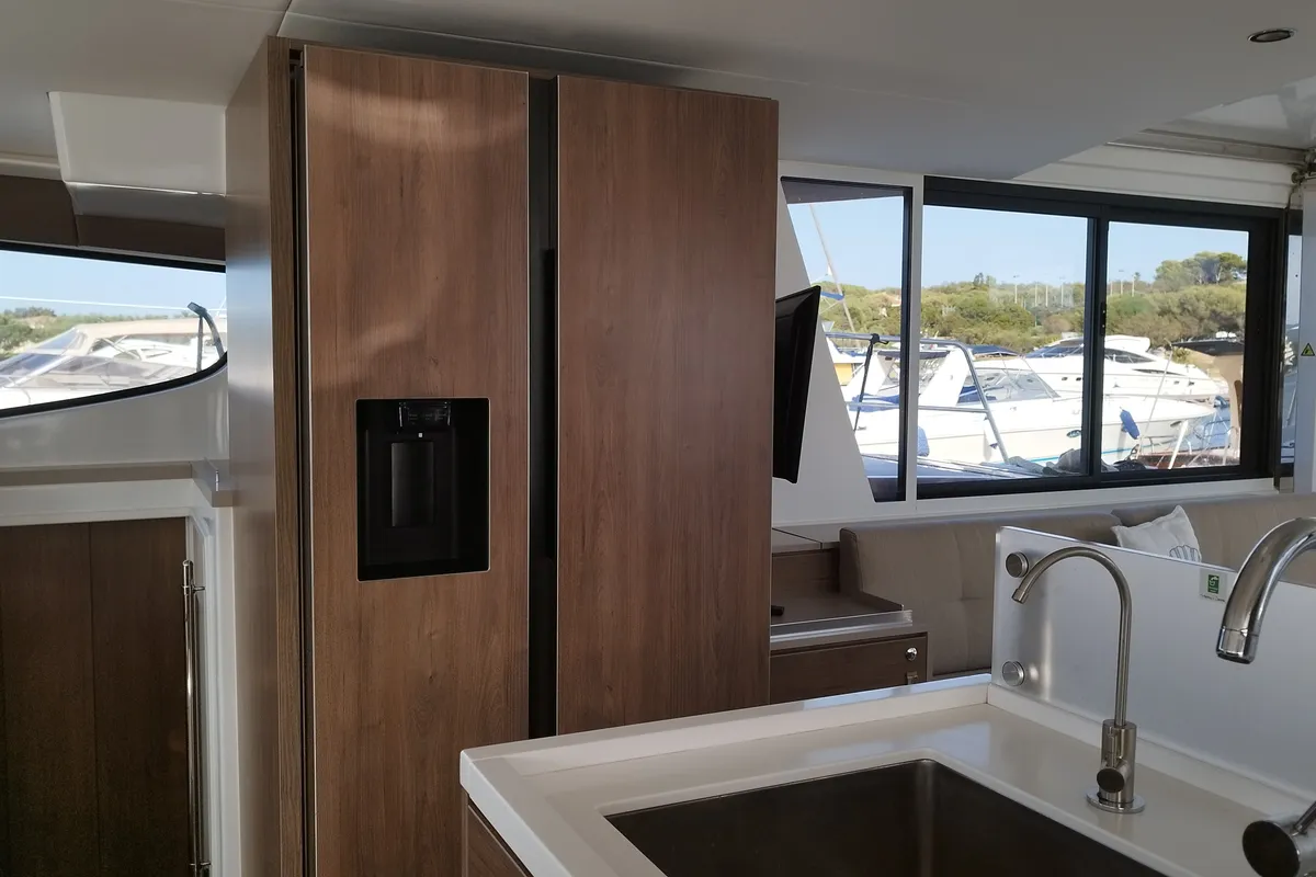 Galley of Grampus, a Bali 4.6 catamaran at Olbia, Italy