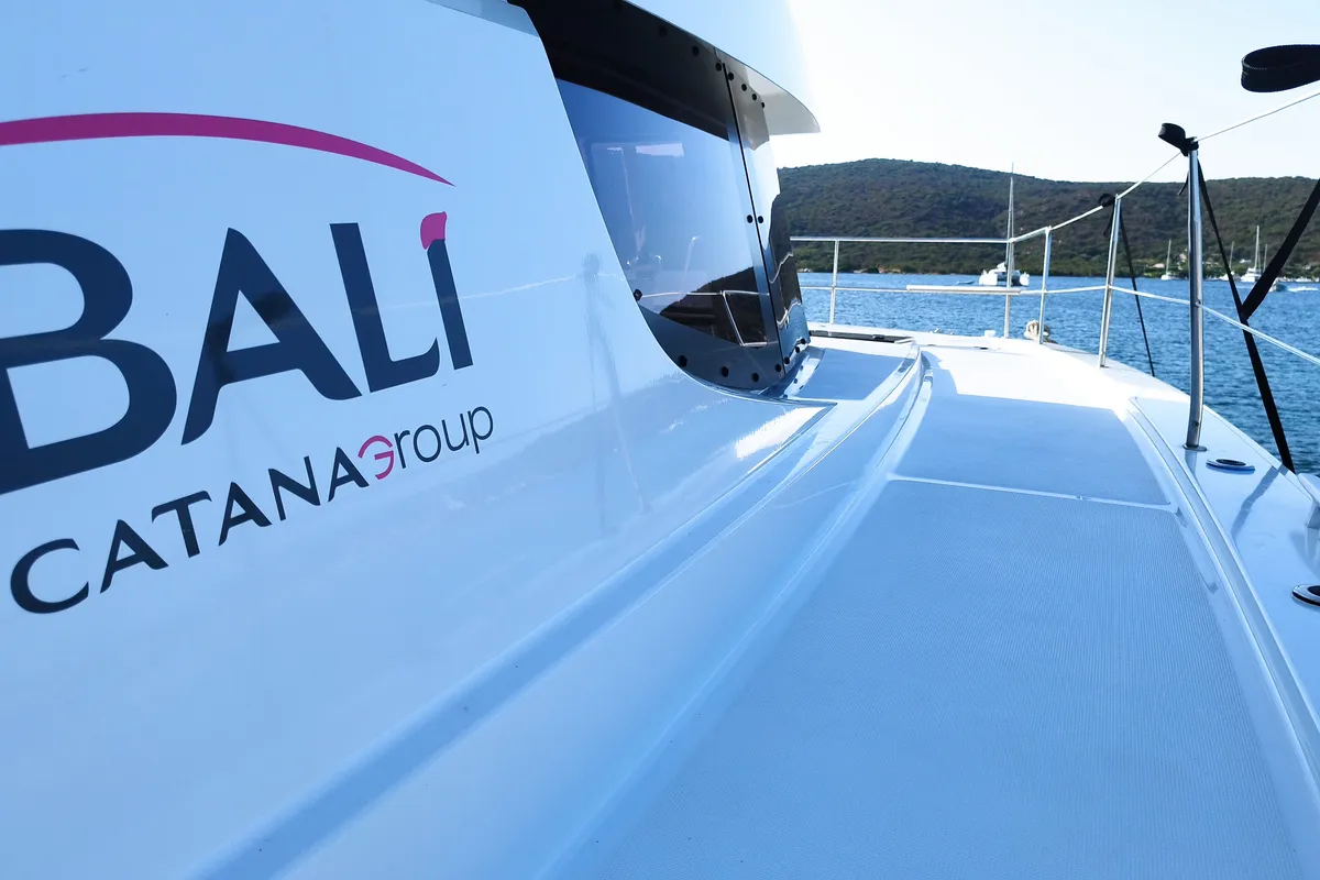 Grampus, a Bali 4.6 catamaran at Olbia, Italy