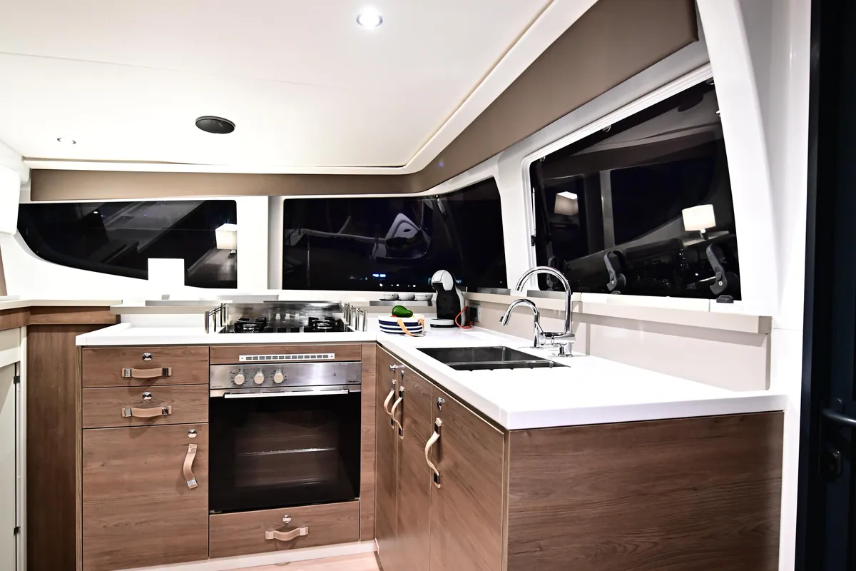 Galley of Cio, a Bali 4.4 catamaran at Olbia, Italy