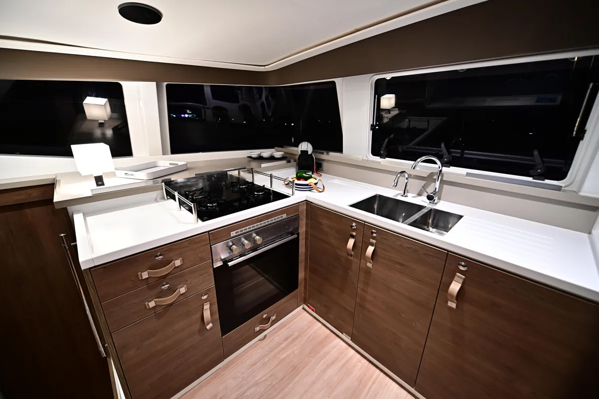 Galley of Cio, a Bali 4.4 catamaran at Olbia, Italy
