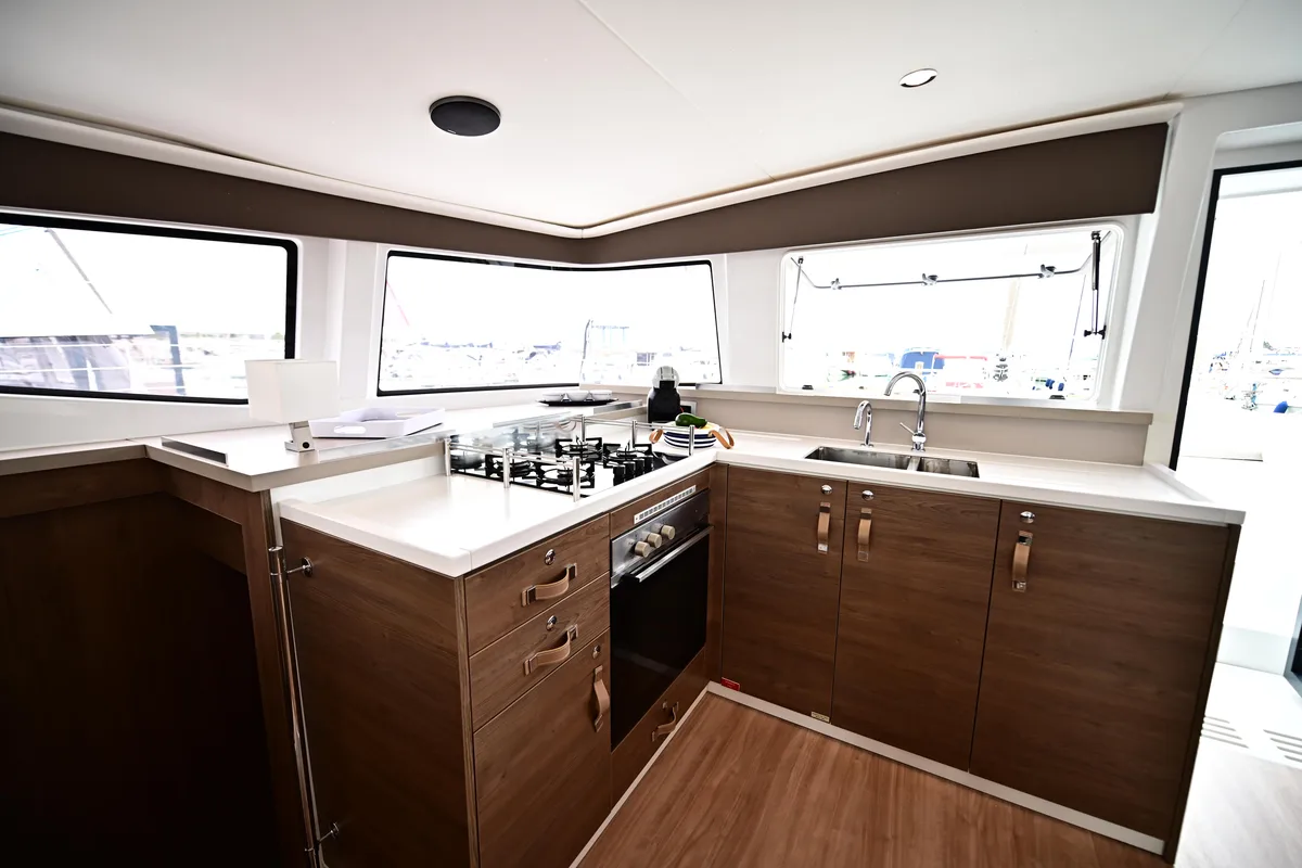 Galley of Cio, a Bali 4.4 catamaran at Olbia, Italy