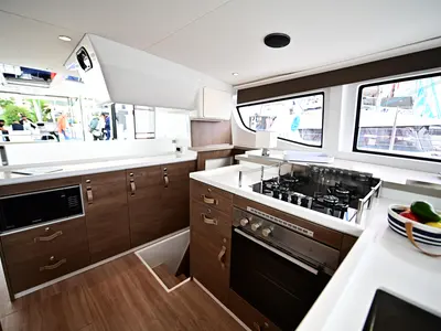 Galley of Cio, a Bali 4.4 catamaran at Olbia, Italy