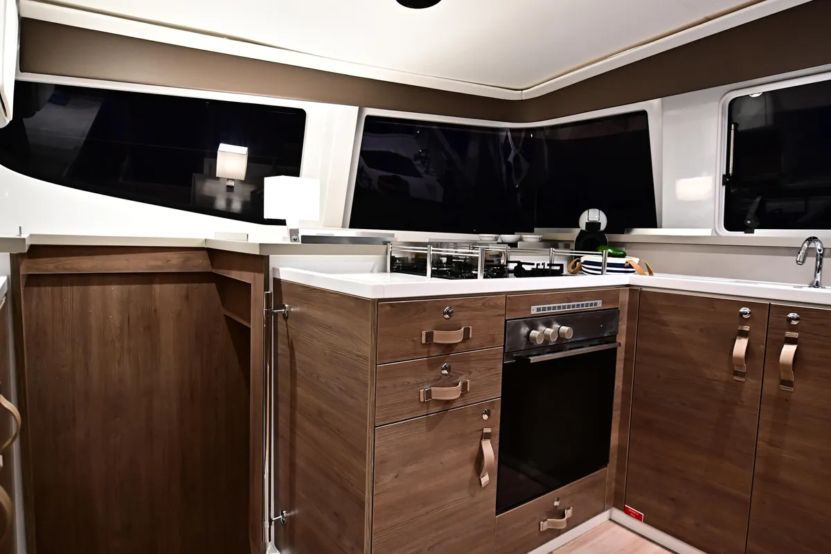 Galley of Cio, a Bali 4.4 catamaran at Olbia, Italy
