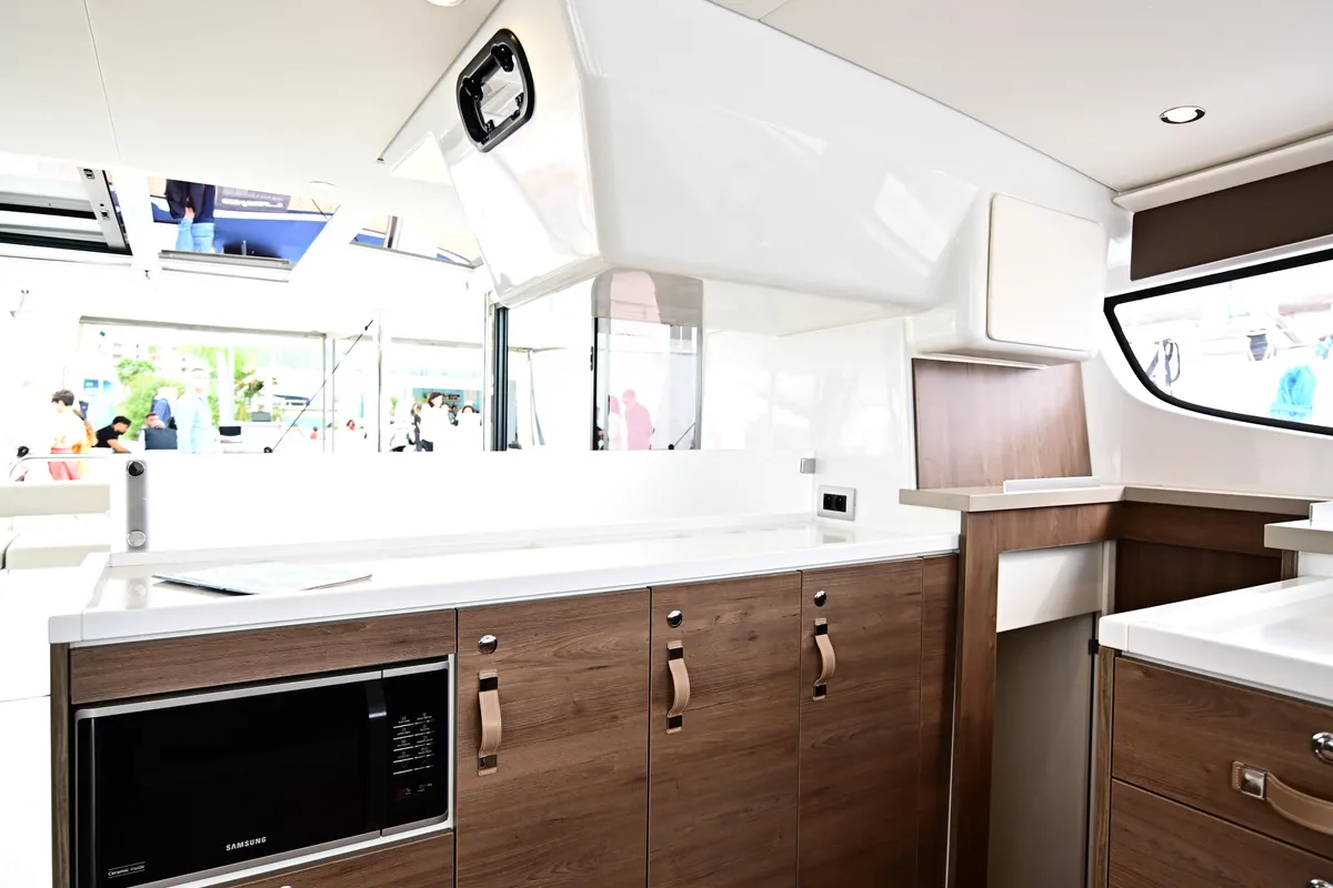 Galley of Cio, a Bali 4.4 catamaran at Olbia, Italy