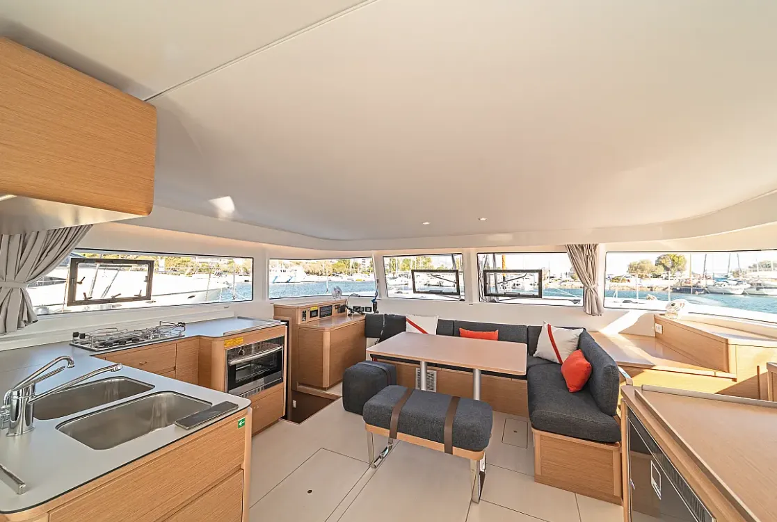 Salon of Tiramisu, a Excess 14 catamaran at Municipal Unit of Lefkada, Greece
