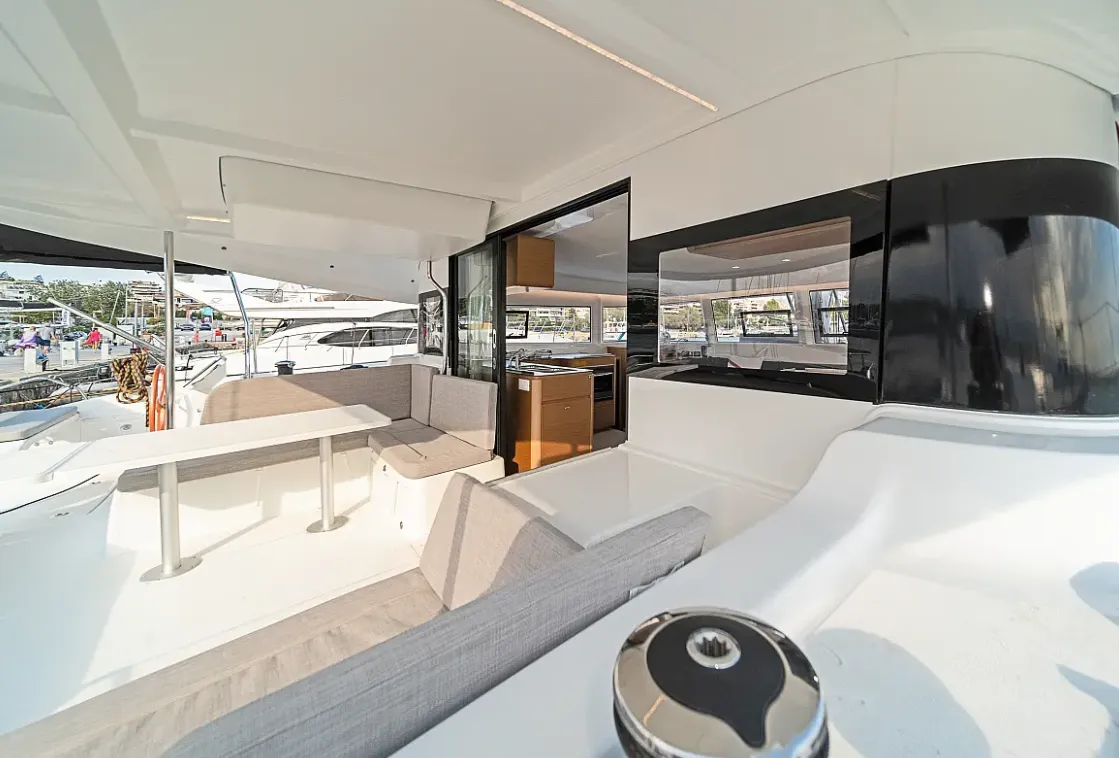 Deck of Tiramisu, a Excess 14 catamaran at Municipal Unit of Lefkada, Greece