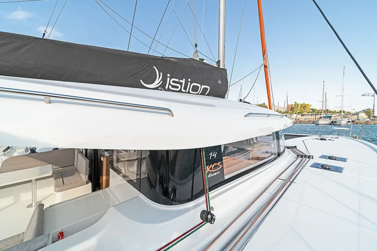 Deck of Tiramisu, a Excess 14 catamaran at Municipal Unit of Lefkada, Greece