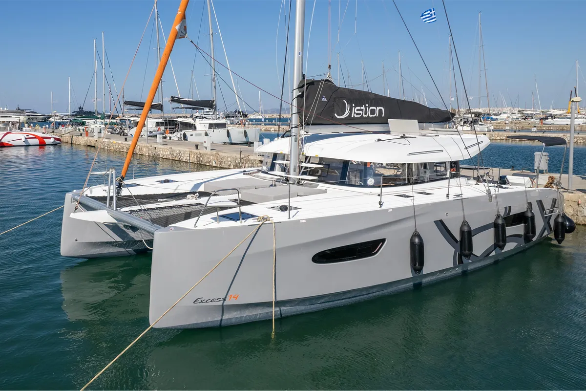 Exterior view of Tiramisu, a Excess 14 catamaran at Municipal Unit of Lefkada, Greece