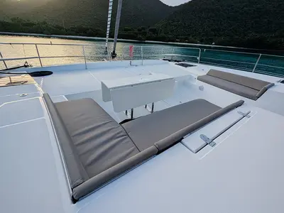 Deck of Maravela, a Bali 5.4 catamaran at Parham Town, British Virgin Islands