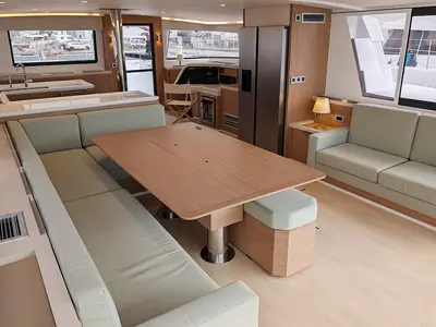 Salon of Maravela, a Bali 5.4 catamaran at Parham Town, British Virgin Islands