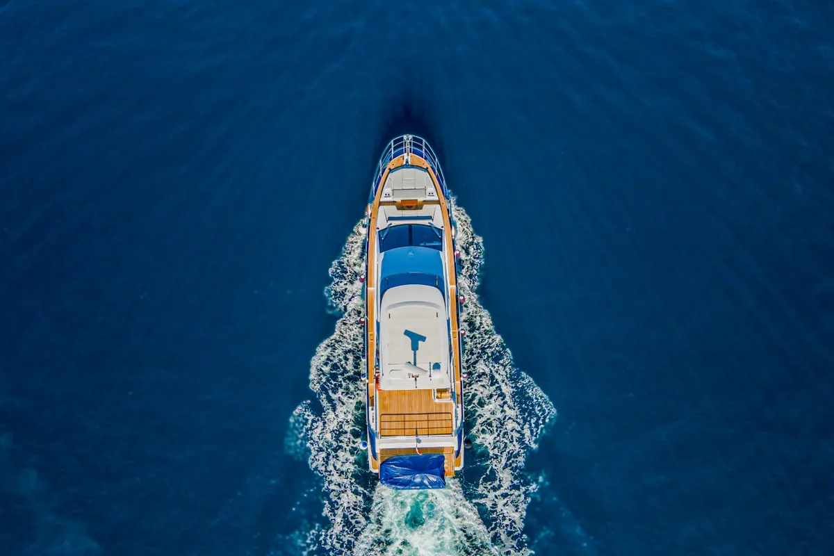 Exterior view of Genesis, a Azimut 60 motorboat at Primošten, Croatia