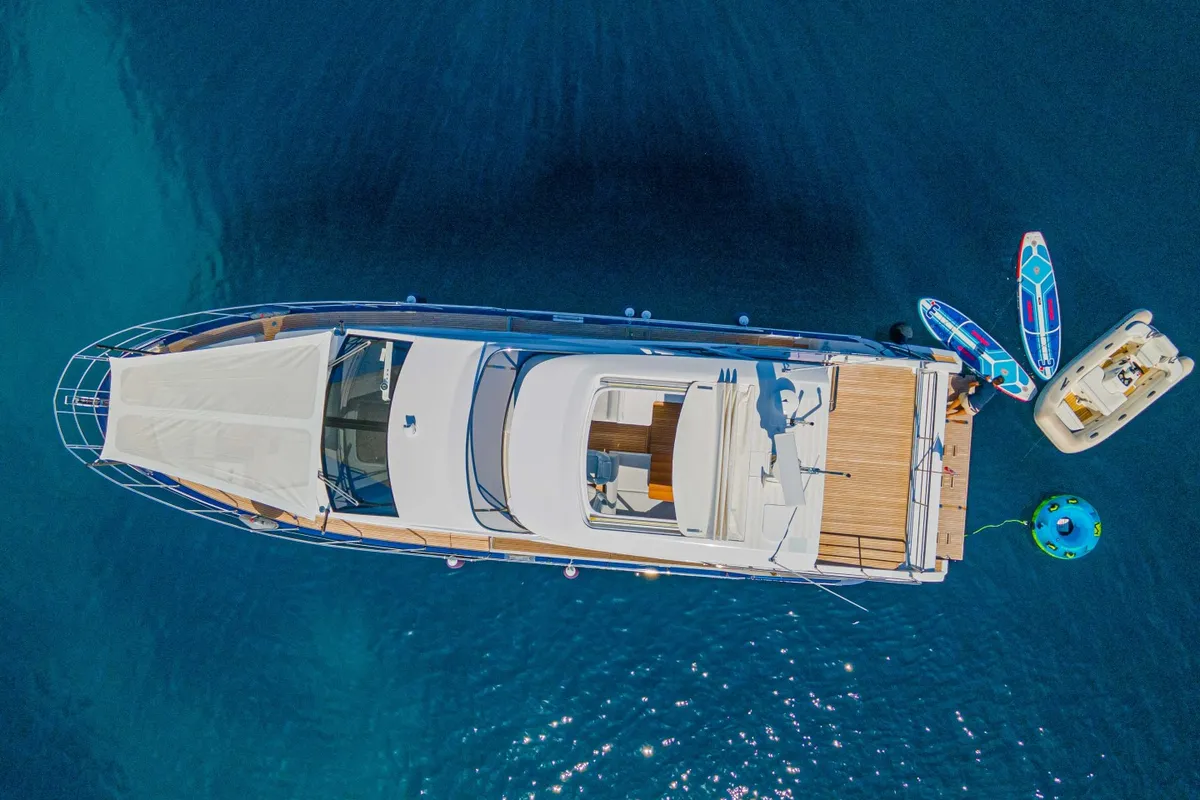 Exterior view of Genesis, a Azimut 60 motorboat at Primošten, Croatia