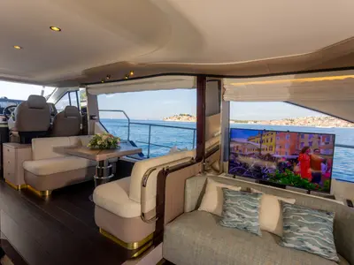 Salon of Genesis, a Azimut 60 motorboat at Primošten, Croatia