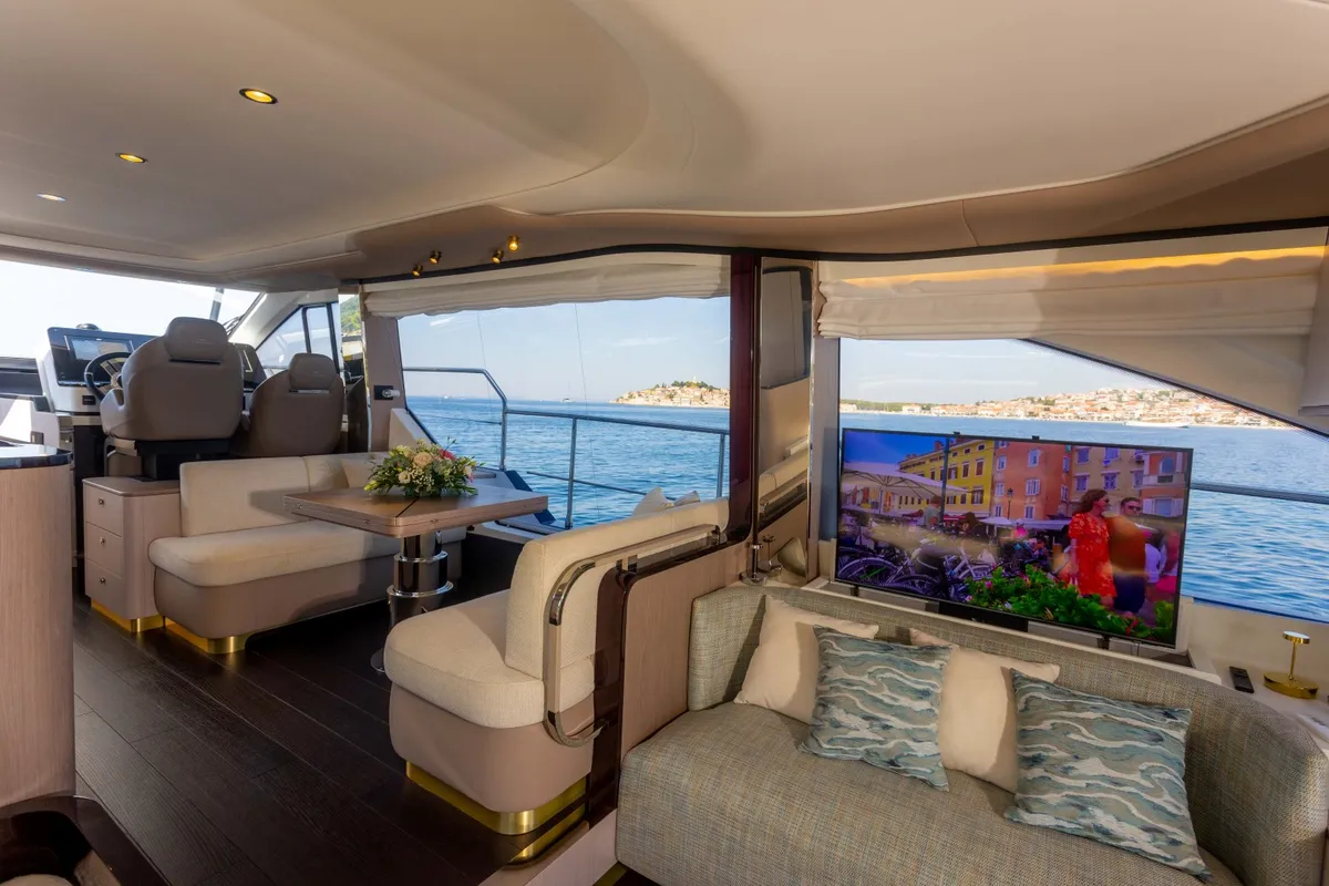 Salon of Genesis, a Azimut 60 motorboat at Primošten, Croatia