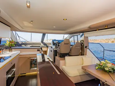 Galley of Genesis, a Azimut 60 motorboat at Primošten, Croatia