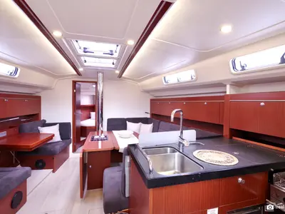 Galley of Talia, a Hanse 415 sailboat at Puntone di Scarlino, Italy