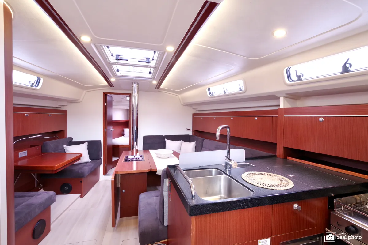 Galley of Talia, a Hanse 415 sailboat at Puntone di Scarlino, Italy