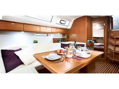 Salon of Optima Prime, a Bavaria Cruiser 46 sailboat at Grad Kaštela, Croatia