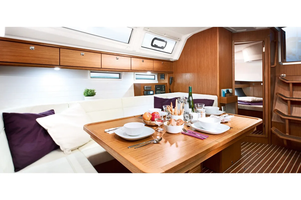 Salon of Optima Prime, a Bavaria Cruiser 46 sailboat at Grad Kaštela, Croatia