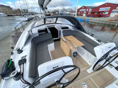 Deck of Namaka Elua, a Hanse 458 sailboat at Palma de Mallorca, Spain