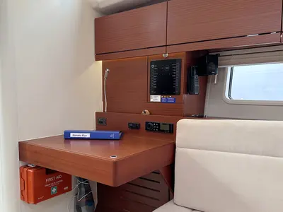 Salon of Namaka Elua, a Hanse 458 sailboat at Palma de Mallorca, Spain