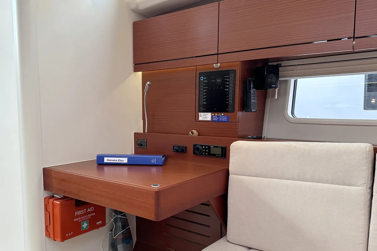 Salon of Namaka Elua, a Hanse 458 sailboat at Palma de Mallorca, Spain