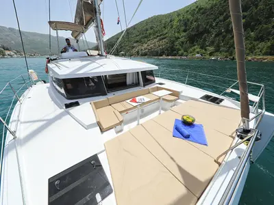 Deck of Avaler, a Bali 4.1 catamaran at Dubrovnik, Croatia