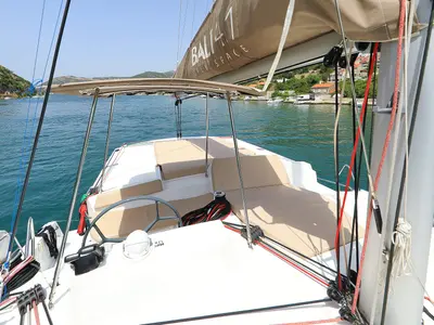 Cockpit of Avaler, a Bali 4.1 catamaran at Dubrovnik, Croatia