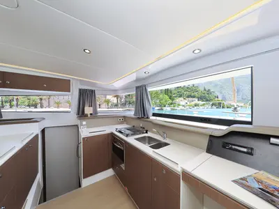 Galley of Avaler, a Bali 4.1 catamaran at Dubrovnik, Croatia