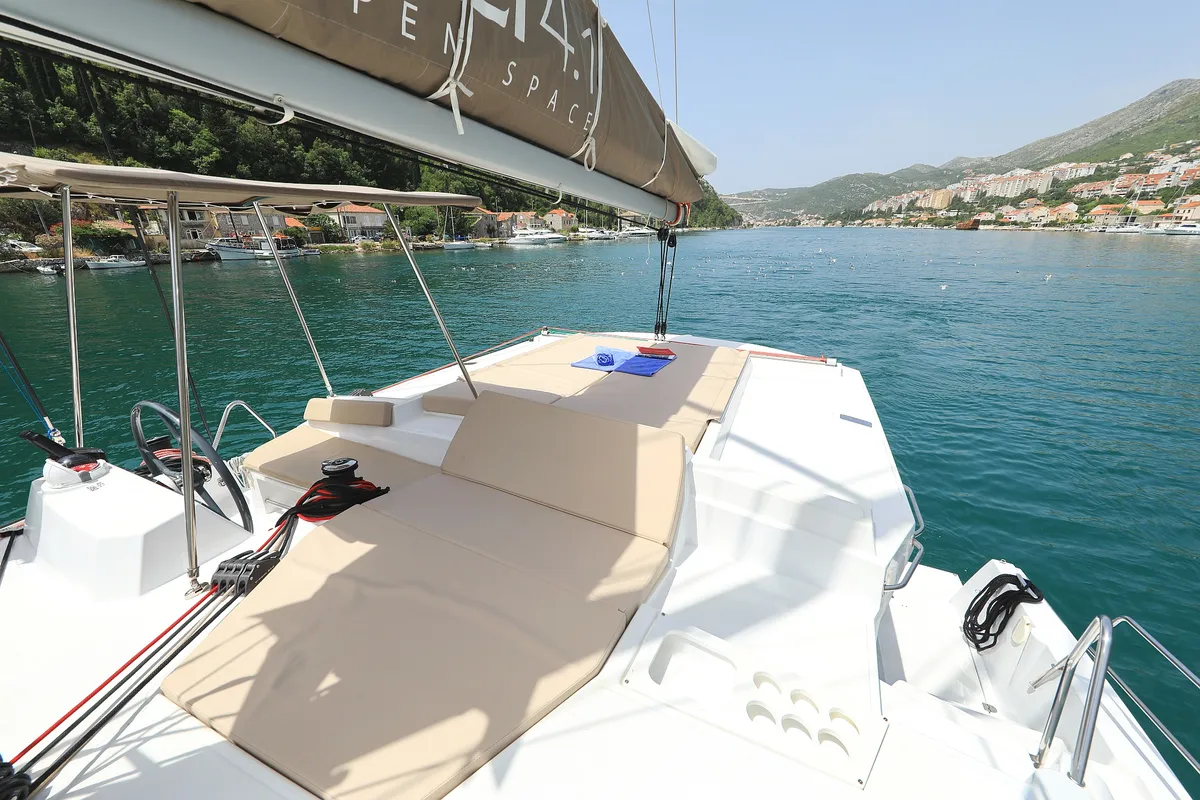 Deck of Avaler, a Bali 4.1 catamaran at Dubrovnik, Croatia