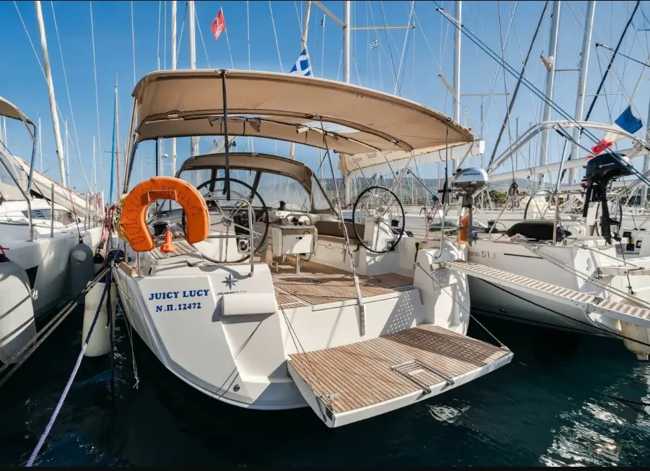 JUICY LUCY, a Jeanneau Sun Odyssey 519 sailboat at Lefkada, Greece