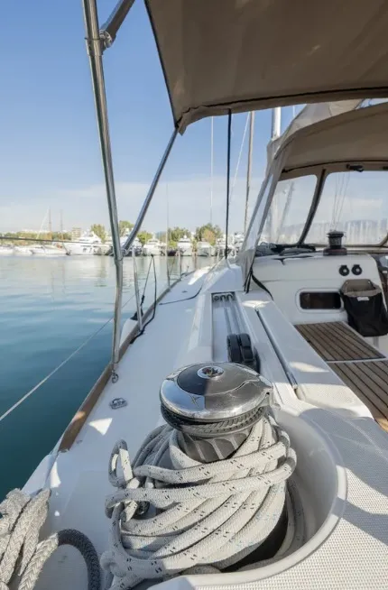 JUICY LUCY, a Jeanneau Sun Odyssey 519 sailboat at Lefkada, Greece