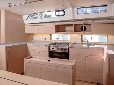 Galley of Aletheia, a Beneteau Oceanis 46.1 sailboat at Salerno, Italy