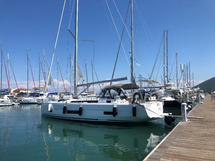 Emphasis, a Dufour 470 sailboat at Municipal Unit of Lefkada, Greece