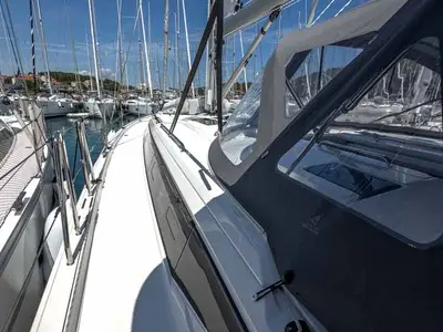 Deck of Naos, a Bavaria C46 sailboat at Grad Pula, Croatia