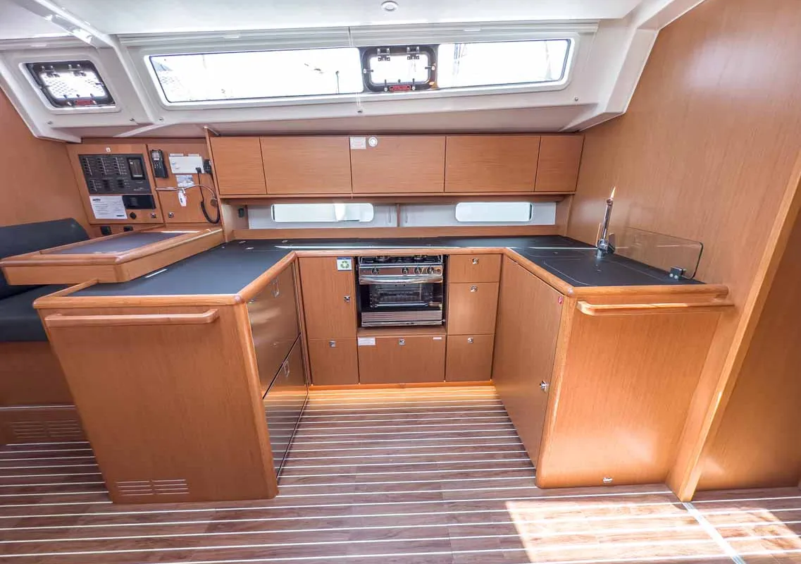 Galley of Naos, a Bavaria C46 sailboat at Grad Pula, Croatia