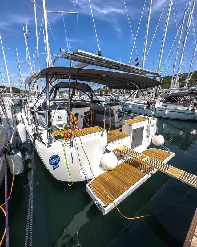 Exterior view of Naos, a Bavaria C46 sailboat at Grad Pula, Croatia