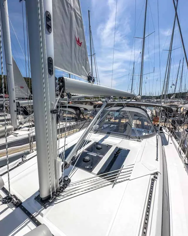 Deck of Naos, a Bavaria C46 sailboat at Grad Pula, Croatia