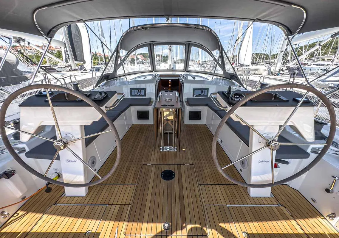 Cockpit of Naos, a Bavaria C46 sailboat at Grad Pula, Croatia