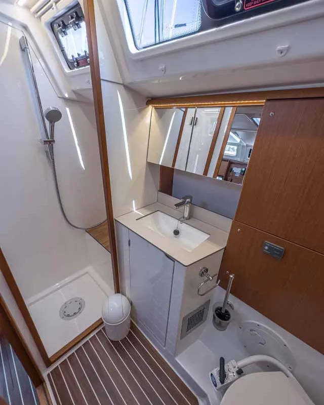 Head on Naos, a Bavaria C46 sailboat at Grad Pula, Croatia