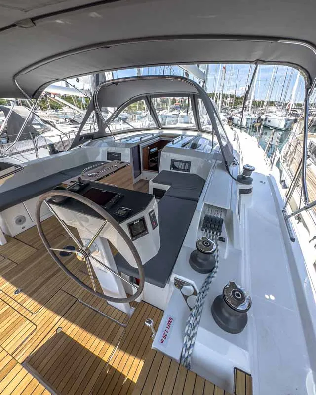 Cockpit of Naos, a Bavaria C46 sailboat at Grad Pula, Croatia