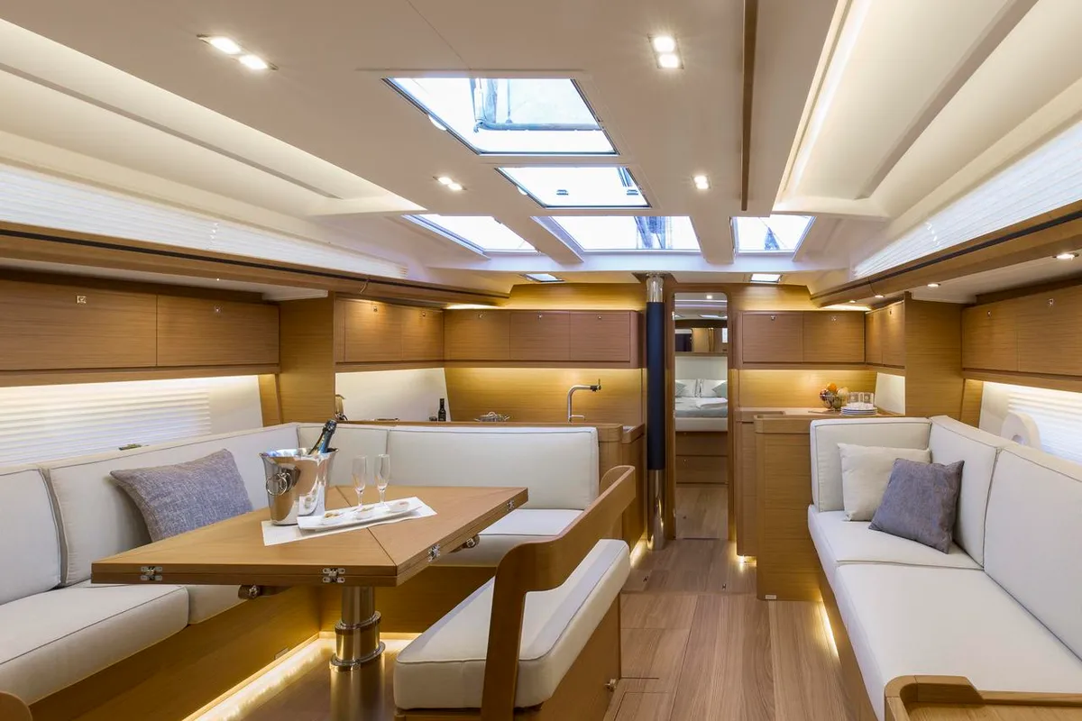 Salon of Eurus, a Dufour 520 GL sailboat at Primošten, Croatia