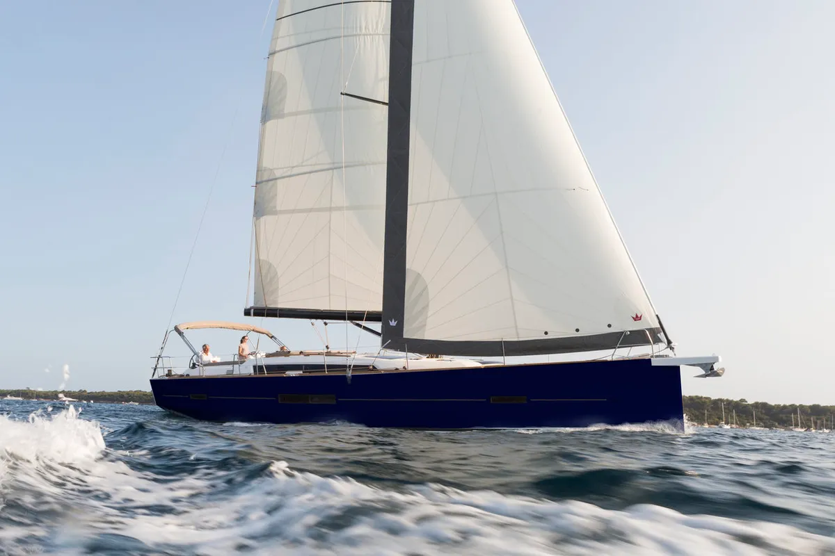 Exterior view of Eurus, a Dufour 520 GL sailboat at Primošten, Croatia