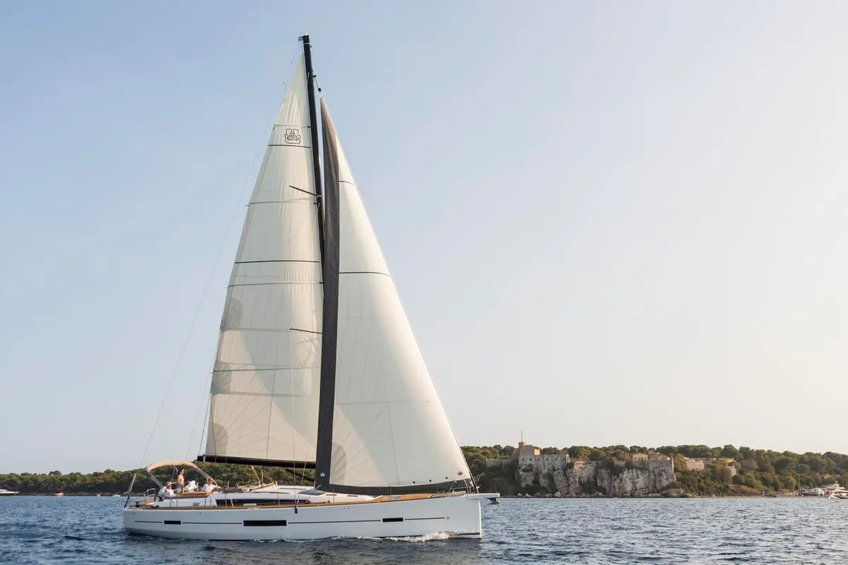 Exterior view of Eurus, a Dufour 520 GL sailboat at Primošten, Croatia