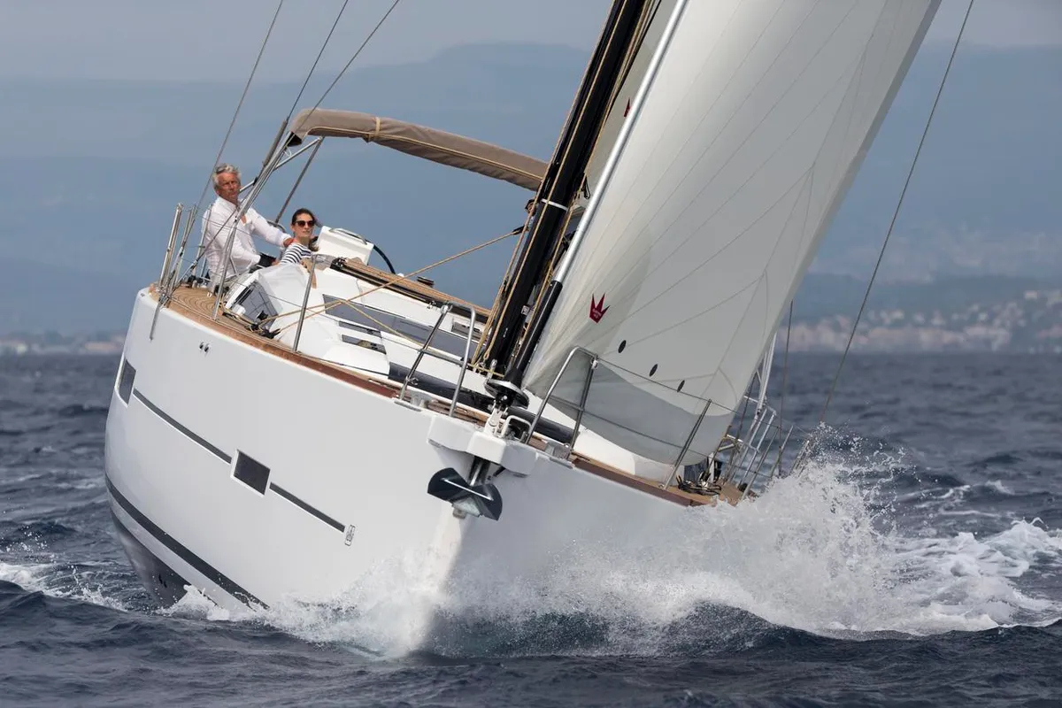 Exterior view of Eurus, a Dufour 520 GL sailboat at Primošten, Croatia