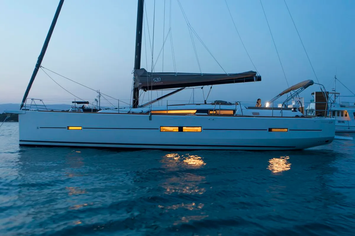 Exterior view of Eurus, a Dufour 520 GL sailboat at Primošten, Croatia