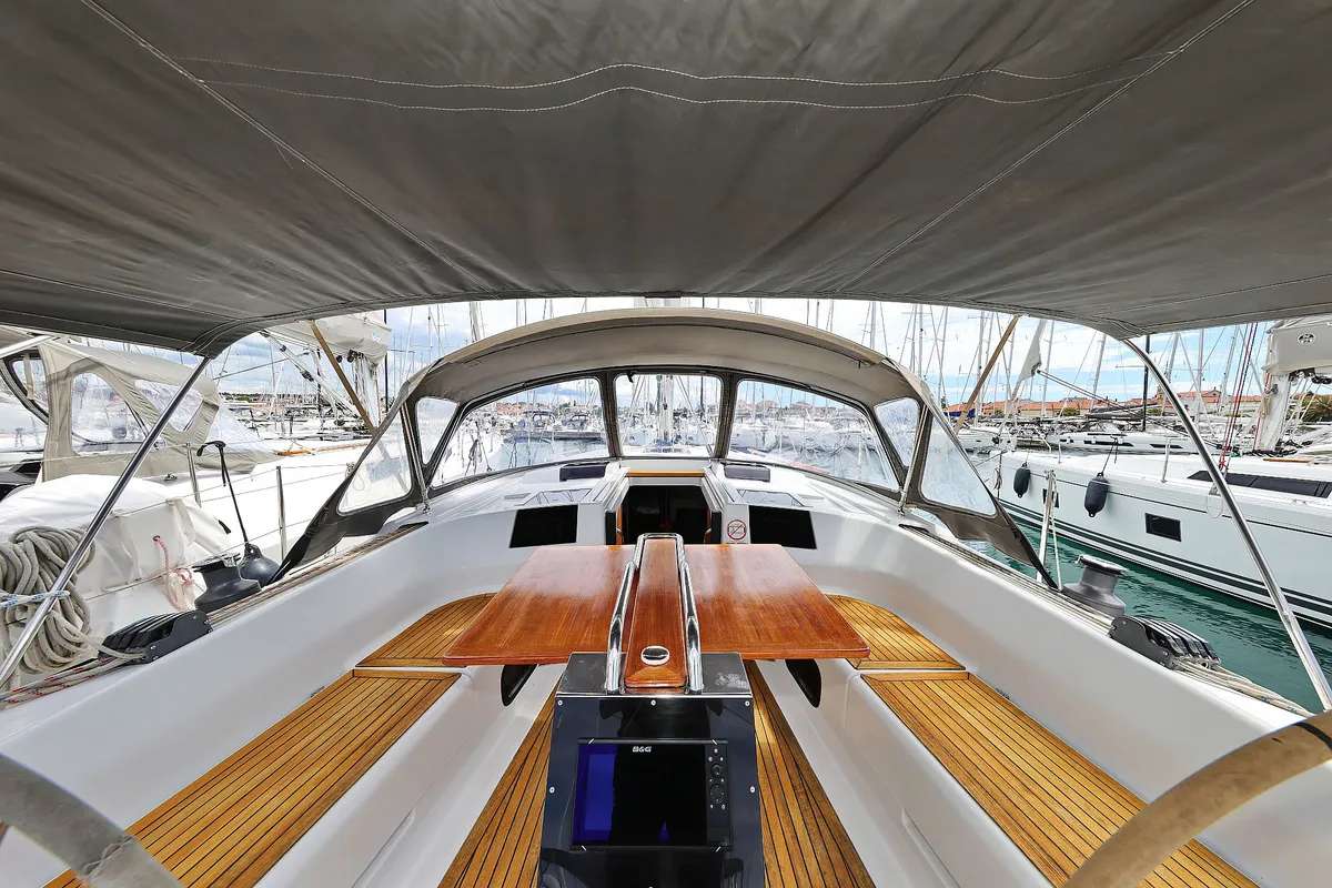 Cockpit of Natali, a Hanse 415 sailboat at Grad Biograd na Moru, Croatia