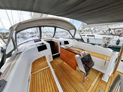 Cockpit of Natali, a Hanse 415 sailboat at Grad Biograd na Moru, Croatia