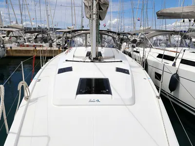 Deck of Natali, a Hanse 415 sailboat at Grad Biograd na Moru, Croatia