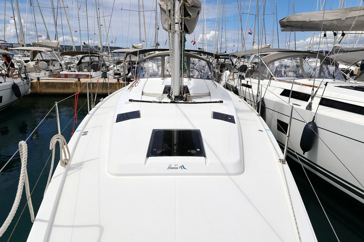 Deck of Natali, a Hanse 415 sailboat at Grad Biograd na Moru, Croatia